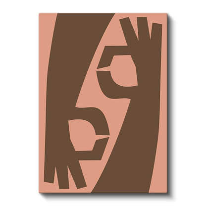 Minimalist Portre - Kahverengi ve Pembe Tonlarında Soyut Yüz Kanvas Tablo