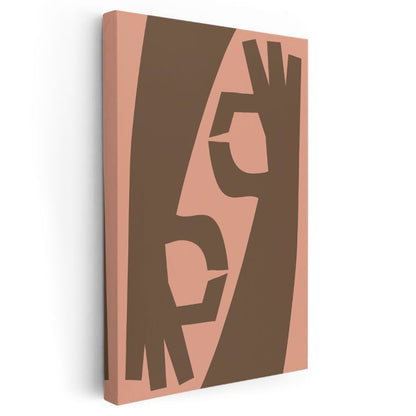 Minimalist Portre - Kahverengi ve Pembe Tonlarında Soyut Yüz Kanvas Tablo