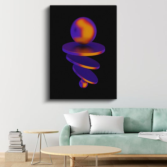 Kozmik Denge - Mor ve Turuncu Spiral Geometri Kanvas Tablo