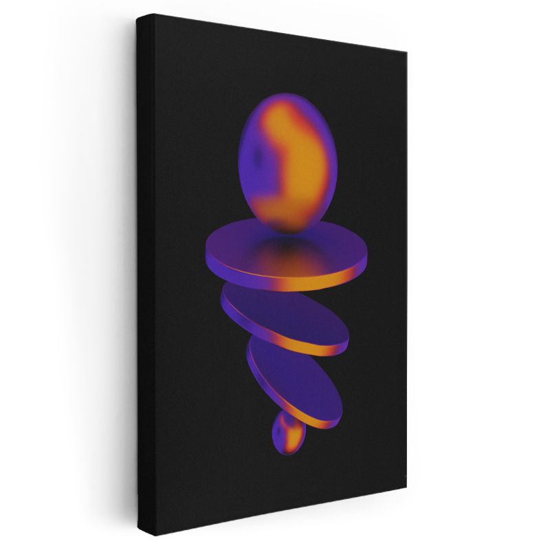 Kozmik Denge - Mor ve Turuncu Spiral Geometri Kanvas Tablo