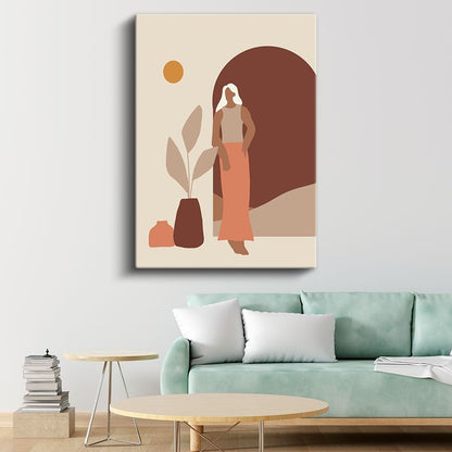 Minimalist Silüet - Toprak Tonları Geometrik Kompozisyon Kanvas Tablo