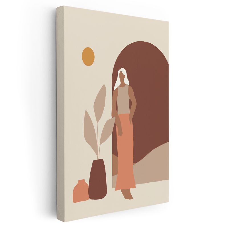 Minimalist Silüet - Toprak Tonları Geometrik Kompozisyon Kanvas Tablo