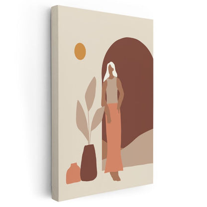 Minimalist Silüet - Toprak Tonları Geometrik Kompozisyon Kanvas Tablo