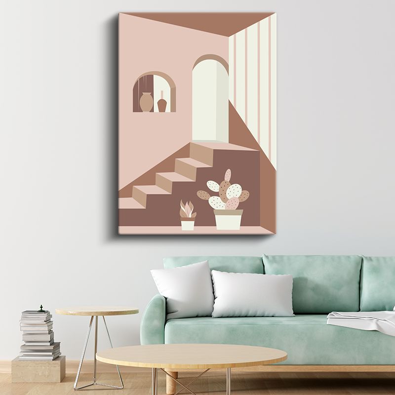 Geometrik Mimari - Toprak Tonları Minimalist Mekan Kanvas Tablo