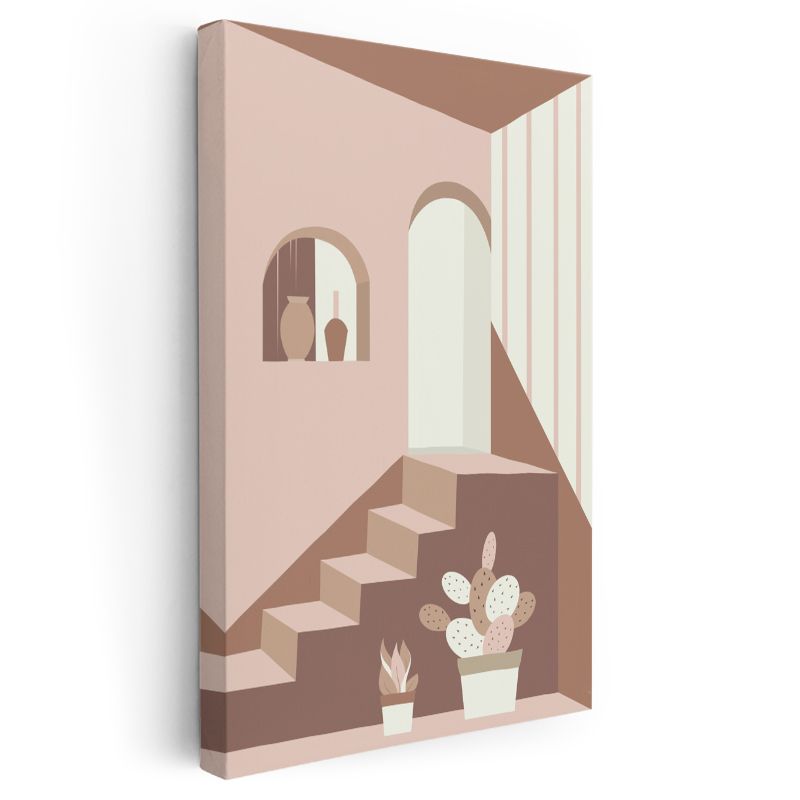 Geometrik Mimari - Toprak Tonları Minimalist Mekan Kanvas Tablo