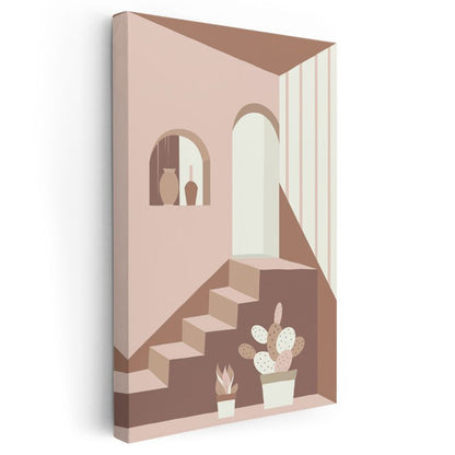 Geometrik Mimari - Toprak Tonları Minimalist Mekan Kanvas Tablo