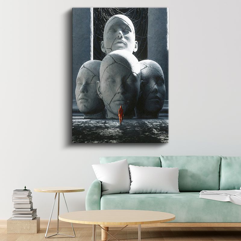 Varoluş Yüzleşmesi - Dramatik Heykel Kompozisyon Kanvas Tablo