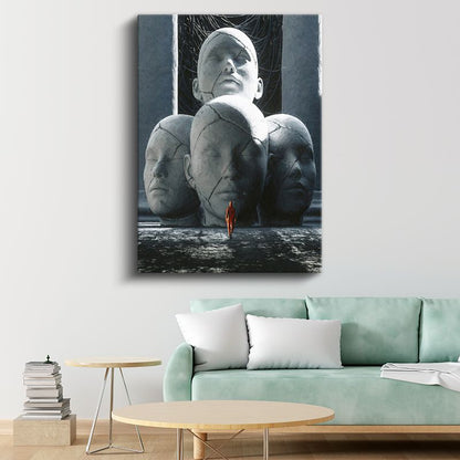 Varoluş Yüzleşmesi - Dramatik Heykel Kompozisyon Kanvas Tablo