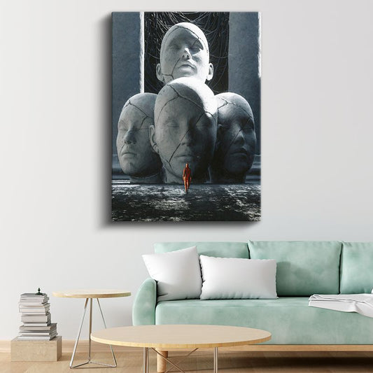 Varoluş Yüzleşmesi - Dramatik Heykel Kompozisyon Kanvas Tablo