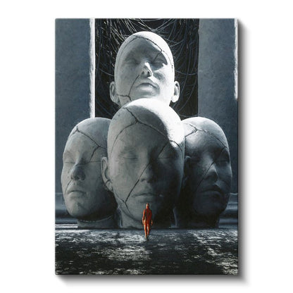 Varoluş Yüzleşmesi - Dramatik Heykel Kompozisyon Kanvas Tablo
