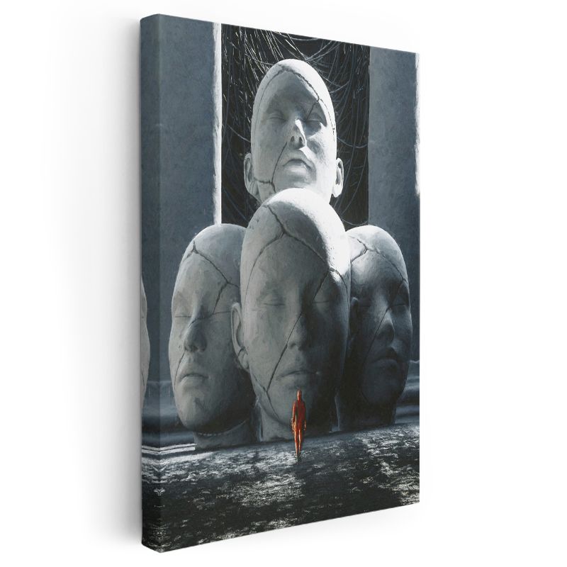 Varoluş Yüzleşmesi - Dramatik Heykel Kompozisyon Kanvas Tablo