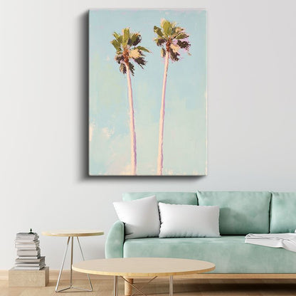 İkiz Palmiyeler - Minimalist Gökyüzü Manzara Kanvas Tablo