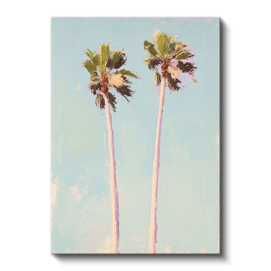 İkiz Palmiyeler - Minimalist Gökyüzü Manzara Kanvas Tablo