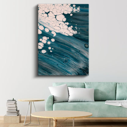Okyanus Akışı - Mavi Tonları Sıvı Soyut Kanvas Tablo