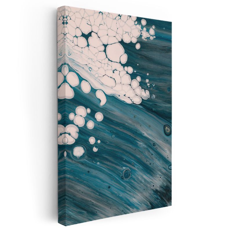 Okyanus Akışı - Mavi Tonları Sıvı Soyut Kanvas Tablo