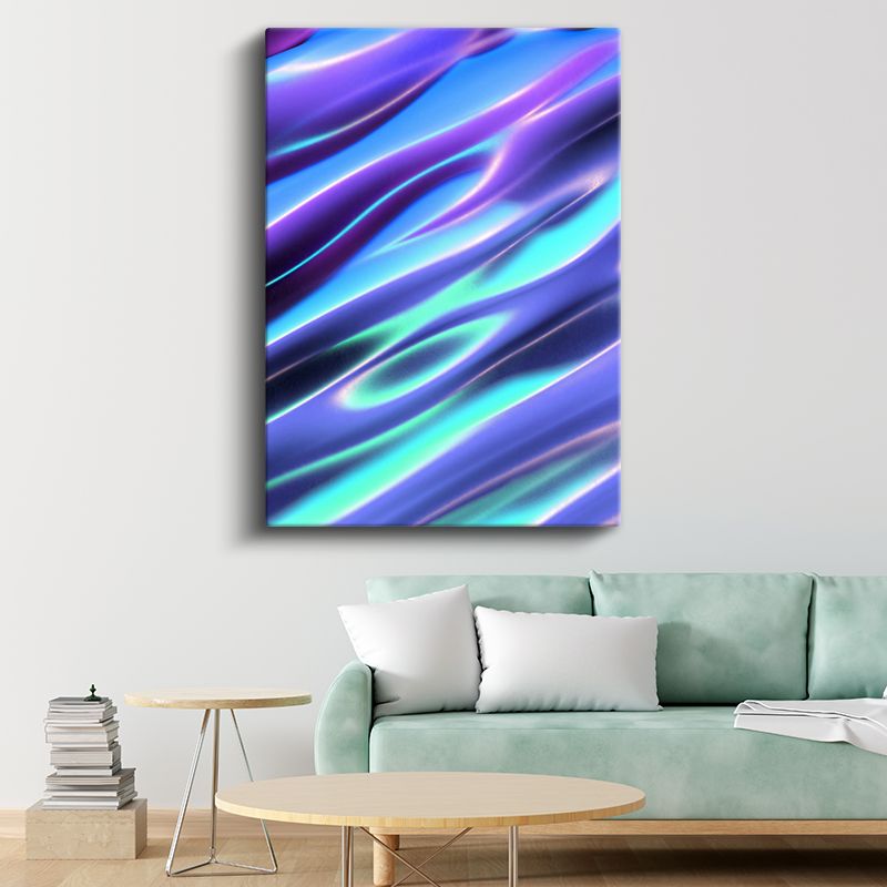 Neon Dalgalar - Mor Mavi Işıltılı Akış Kanvas Tablo