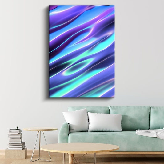 Neon Dalgalar - Mor Mavi Işıltılı Akış Kanvas Tablo
