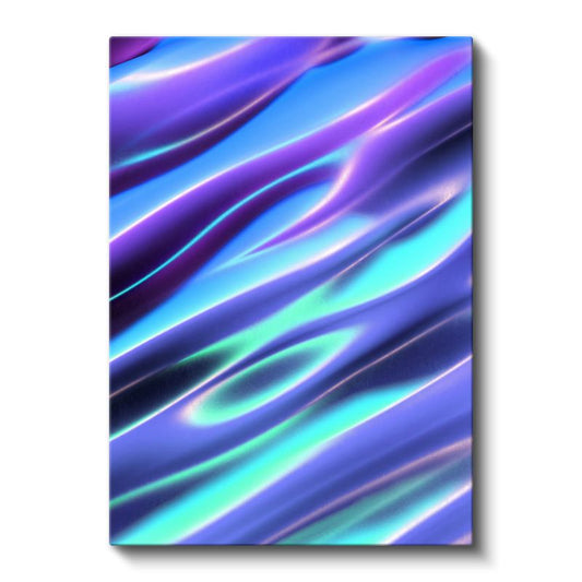 Neon Dalgalar - Mor Mavi Işıltılı Akış Kanvas Tablo
