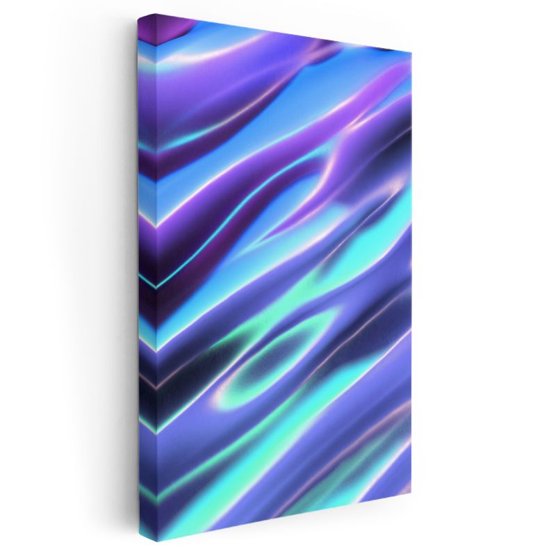 Neon Dalgalar - Mor Mavi Işıltılı Akış Kanvas Tablo