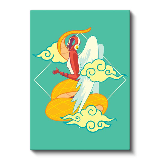 Mitolojik Kahraman - Bulutlar Arasında Süzülen Figür Kanvas Tablo