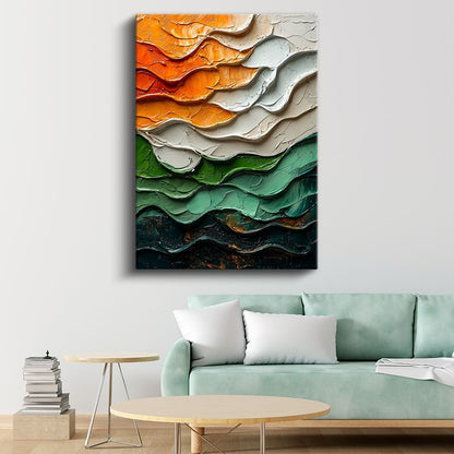 Dalgalı Katmanlar - Dokulu Renk Geçişleri Kanvas Tablo
