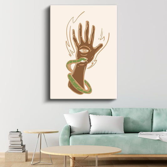 Mistik El - Yılan ve Göz Sembolü Kanvas Tablo