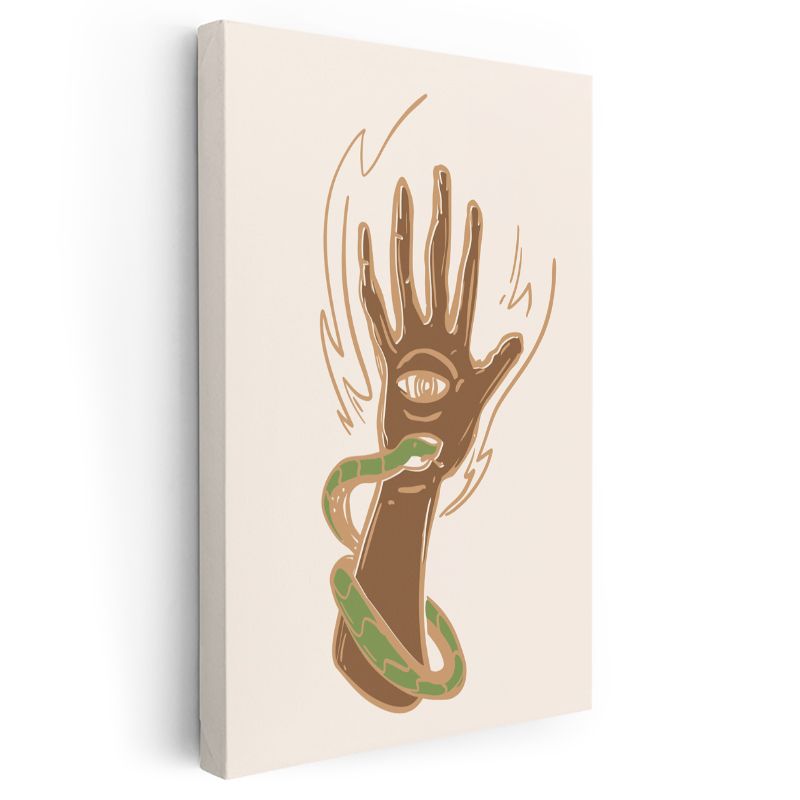 Mistik El - Yılan ve Göz Sembolü Kanvas Tablo