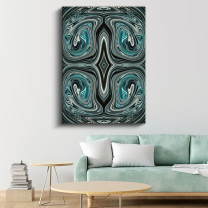 Simetrik Akış - Turkuaz Girdaplar Kanvas Tablo