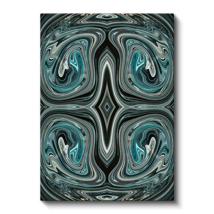 Simetrik Akış - Turkuaz Girdaplar Kanvas Tablo