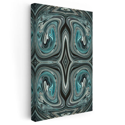 Simetrik Akış - Turkuaz Girdaplar Kanvas Tablo