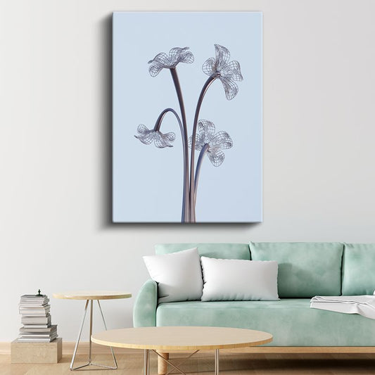 Tel Çiçekler - Minimalist Botanik Kanvas Tablo