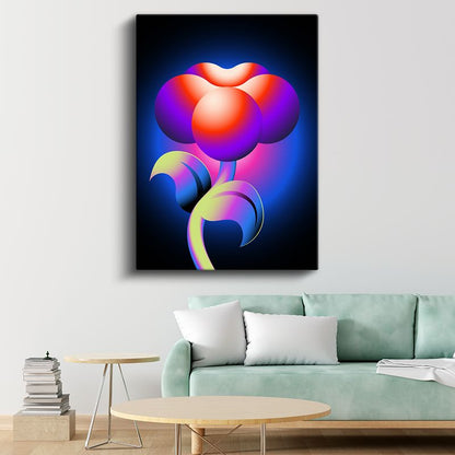 Neon Çiçek - Parlak Renk Gradyanları Kanvas Tablo
