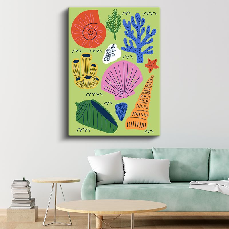 Deniz Hazineleri - Renkli Kabuklar Koleksiyonu Kanvas Tablo