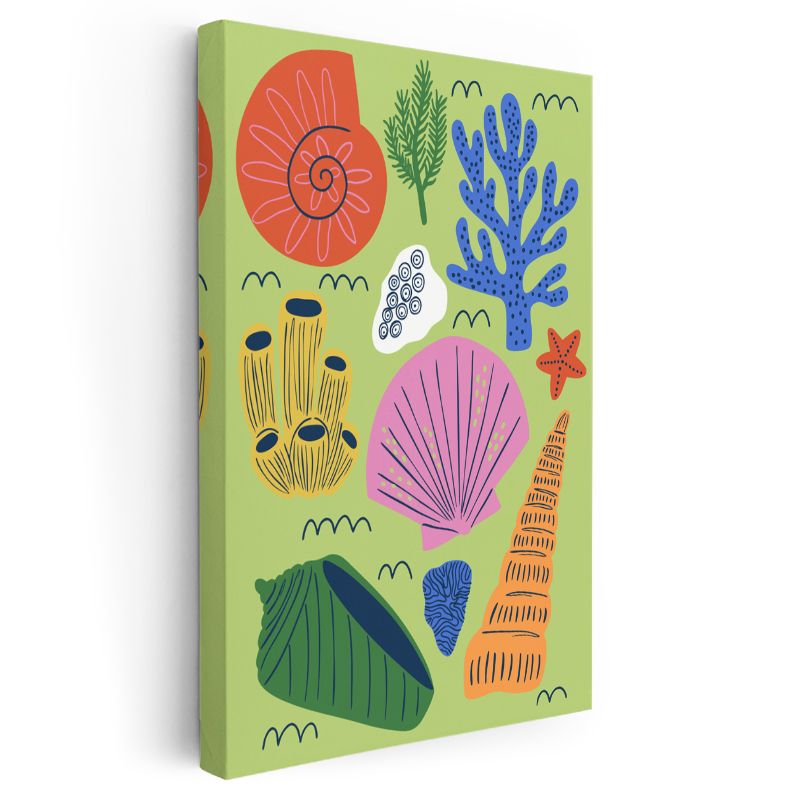 Deniz Hazineleri - Renkli Kabuklar Koleksiyonu Kanvas Tablo