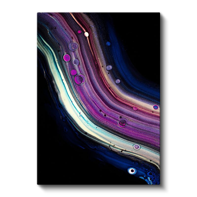 Kozmik Dalga - Mor ve Mavi Tonlarında Akışkan Formlar Kanvas Tablo