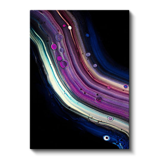 Kozmik Dalga - Mor ve Mavi Tonlarında Akışkan Formlar Kanvas Tablo