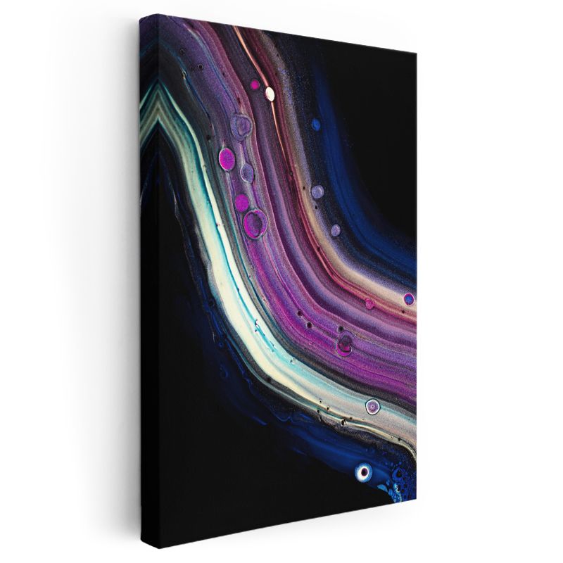 Kozmik Dalga - Mor ve Mavi Tonlarında Akışkan Formlar Kanvas Tablo
