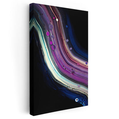 Kozmik Dalga - Mor ve Mavi Tonlarında Akışkan Formlar Kanvas Tablo