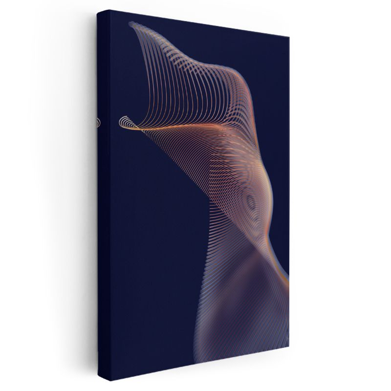 Bakır Dalgalar - İnce Çizgilerle Oluşturulmuş Vektörel Hareket Kanvas Tablo