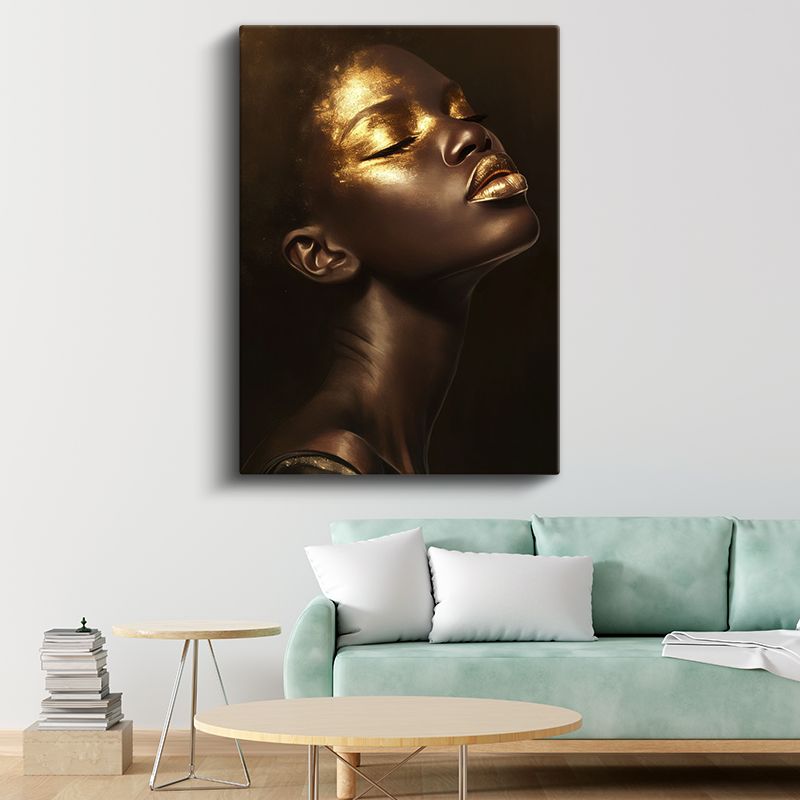 Altın Dokunuş - Bronz Tonlarında Sanatsal Portre Kanvas Tablo