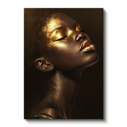 Altın Dokunuş - Bronz Tonlarında Sanatsal Portre Kanvas Tablo
