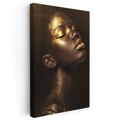 Altın Dokunuş - Bronz Tonlarında Sanatsal Portre Kanvas Tablo