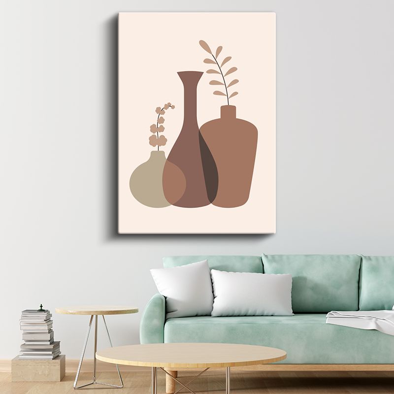 Geometrik Vazolar - Kahverengi Tonlarında Minimalist Kompozisyon Kanvas Tablo