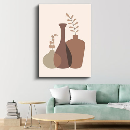 Geometrik Vazolar - Kahverengi Tonlarında Minimalist Kompozisyon Kanvas Tablo