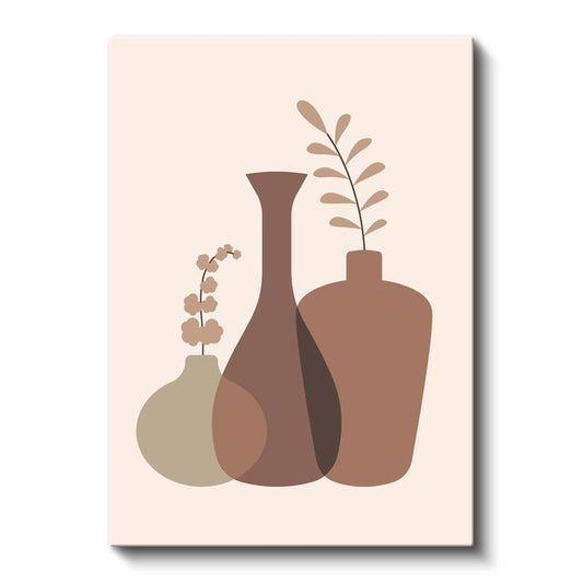 Geometrik Vazolar - Kahverengi Tonlarında Minimalist Kompozisyon Kanvas Tablo