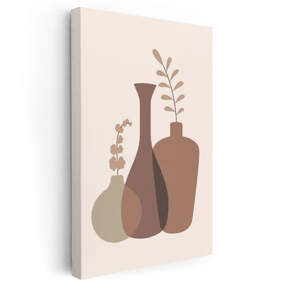 Geometrik Vazolar - Kahverengi Tonlarında Minimalist Kompozisyon Kanvas Tablo
