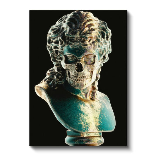 Antik Metamorfoz - Turkuaz Detaylı Sanatsal Büst Kanvas Tablo