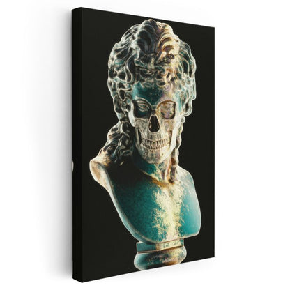 Antik Metamorfoz - Turkuaz Detaylı Sanatsal Büst Kanvas Tablo
