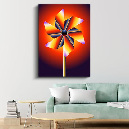 Ateş Çarkı - Geometrik Rüzgargülü Tasarımı Kanvas Tablo