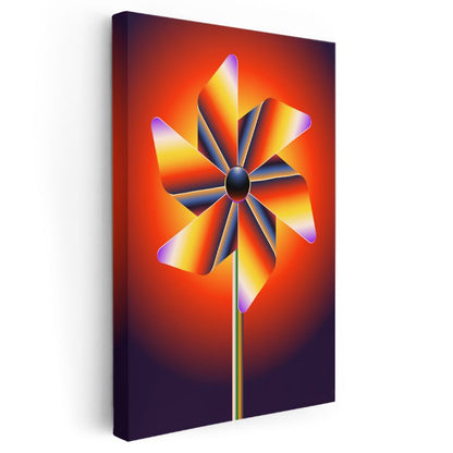 Ateş Çarkı - Geometrik Rüzgargülü Tasarımı Kanvas Tablo